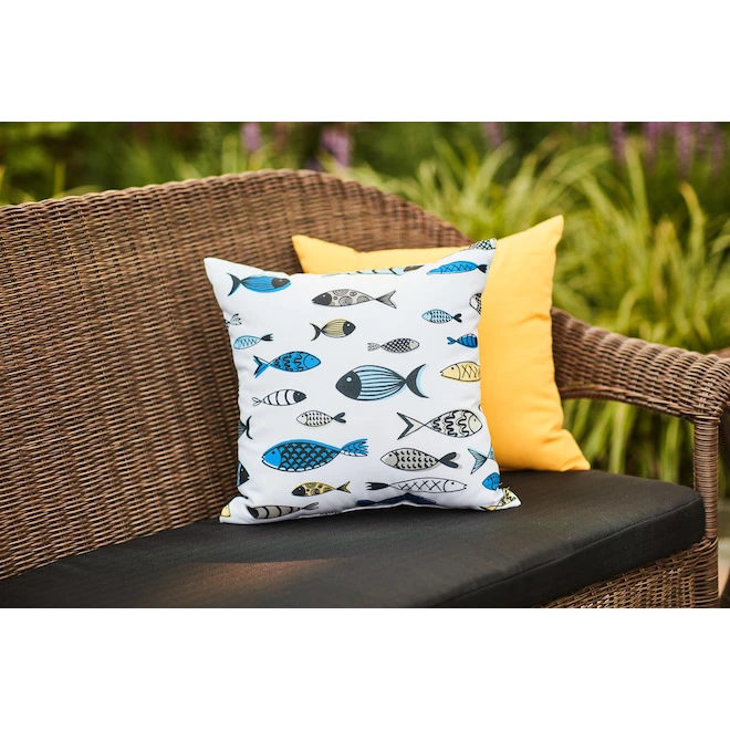 Style Selections Outdoor Throw Pillow - Polyester - 16-in x 16-in - Fish Pattern 4 Style Selections Outdoor Throw Pillow - Polyester - 16-in x 16-in - Fish Pattern - Image 2