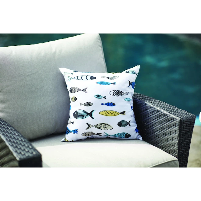 Style Selections Outdoor Throw Pillow - Polyester - 16-in x 16-in - Fish Pattern 6 Style Selections Outdoor Throw Pillow - Polyester - 16-in x 16-in - Fish Pattern - Image 4
