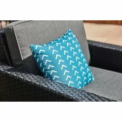 Style Selections Blue Polyester Cushion with White Patterns -Garden Decor Style 49235147b L