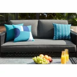 Style Selections Blue Polyester Cushion with White Patterns -Garden Decor Style 49235147c L