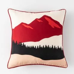 Style Selections Outdoor Cushion - Landscape Print - Red/White/Black - 18-in W x 18-in L