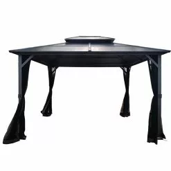 Style Selections Vented Roof Gazebo - 10-ft x 12-ft - Galvanized Steel - Grey