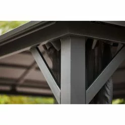 Style Selections Vented Roof Gazebo - 10-ft x 12-ft - Galvanized Steel - Grey -Garden Decor Style 72255182d L