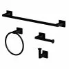 Bathroom Accessory - 4-Piece Set - Matte Black